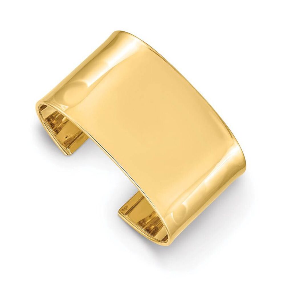 37mm 14k Yellow Gold Polished Solid Cuff Bangle Bracelet